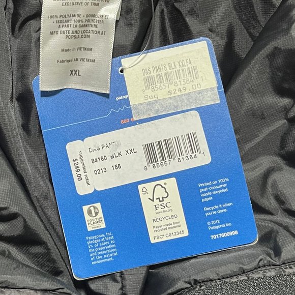 Patagonia DAS Primaloft Pants Black XXL - Picture 6 of 9